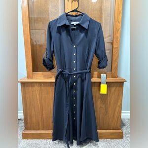Sharagano Dark Blue Long Sleeve Dress
